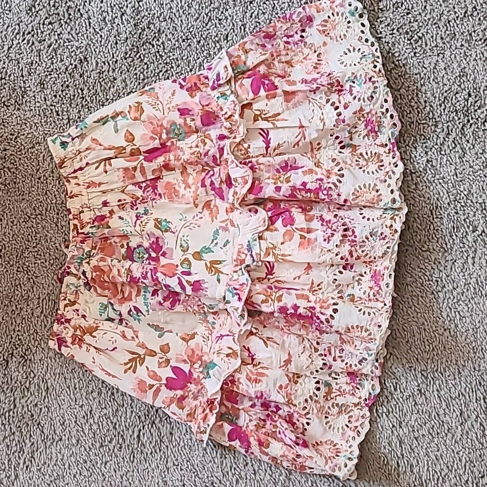 Cotton Watercolor Floral Flutter Mini Skirt - Picture 9 of 14